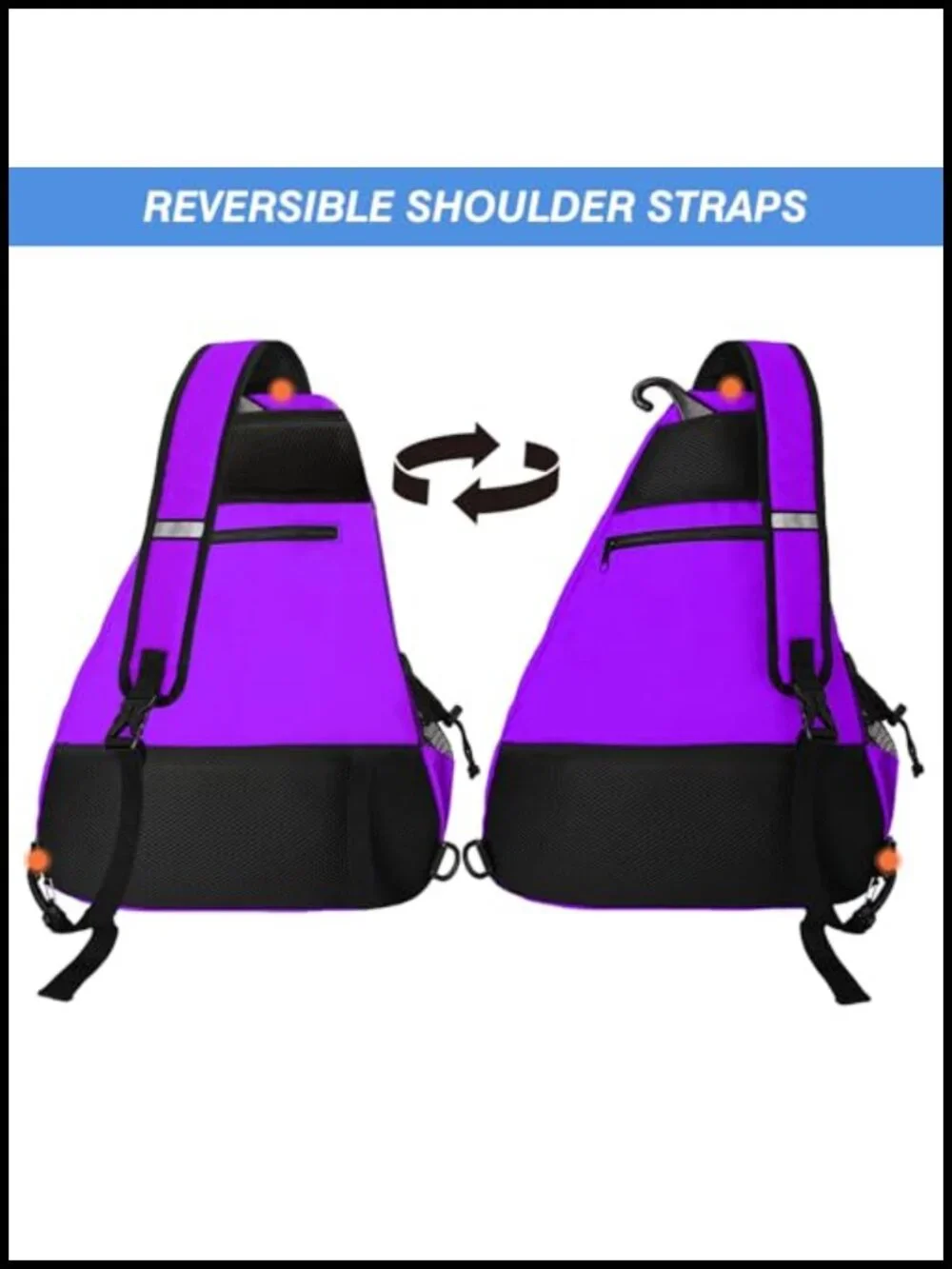 Pickleball Bag Crossbody Sling Backpack with Fence Hook for Tennis Racketball